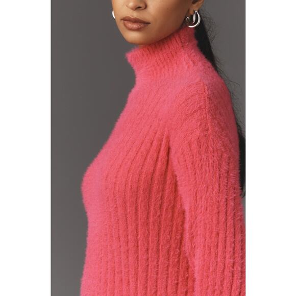 Anthropologie FLAT WHITE Turtleneck Jumper Sweater Dress in Pink Size S NWT $148 - Picture 2 of 5